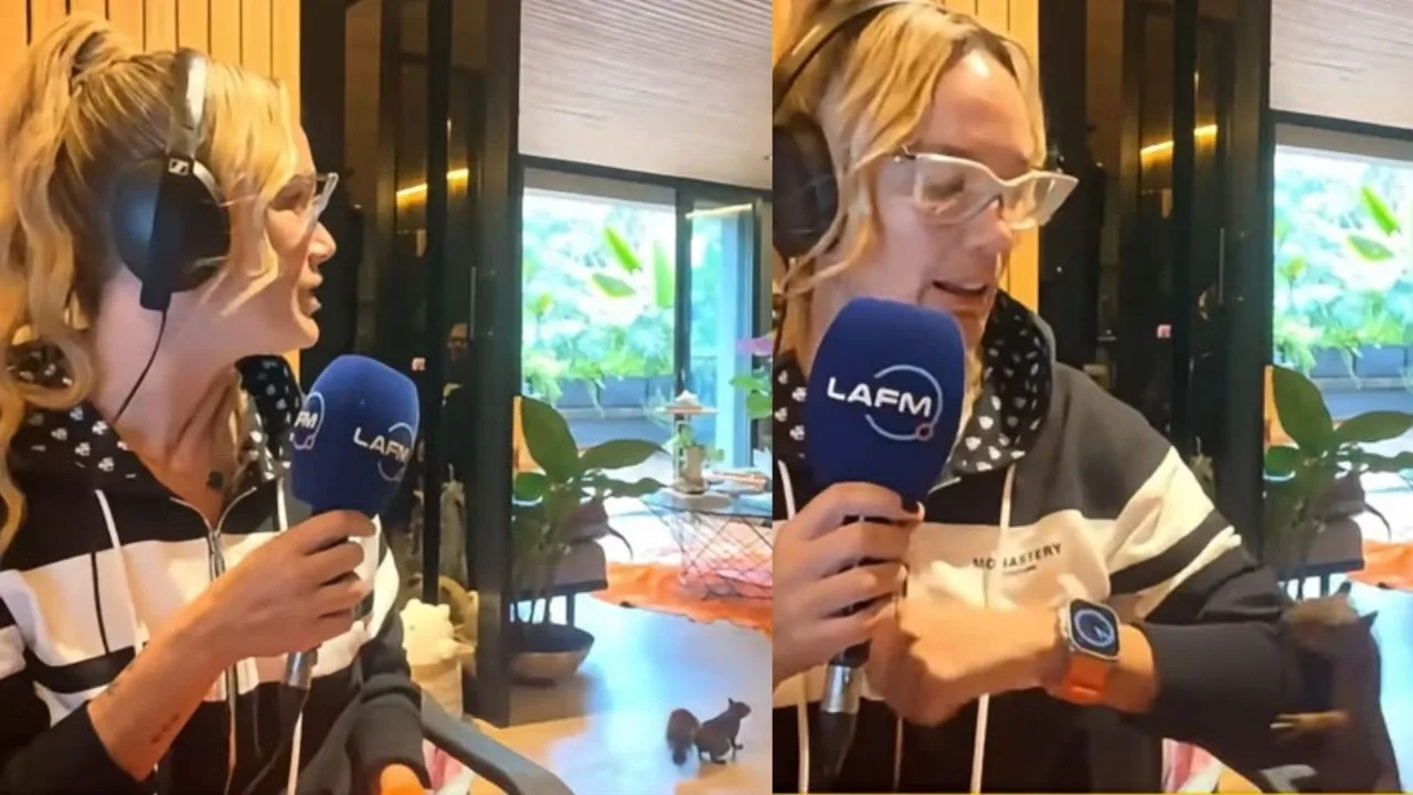 Ardilla sorprende a Eva Rey en plena transmisión en vivo de La FM